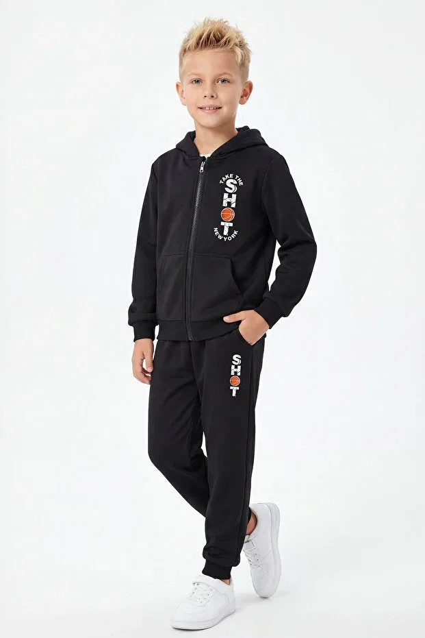 Детский спортивный комплект для мальчиков с принтом Ya Ko Kids, Navy Blue-Grey-Black — фото 4