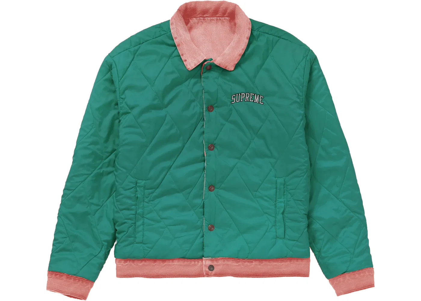 Мужская куртка-тракер стеганая двусторонняя Supreme Levis Quilted Reversible Trucker Jacket, Pink — фото 2