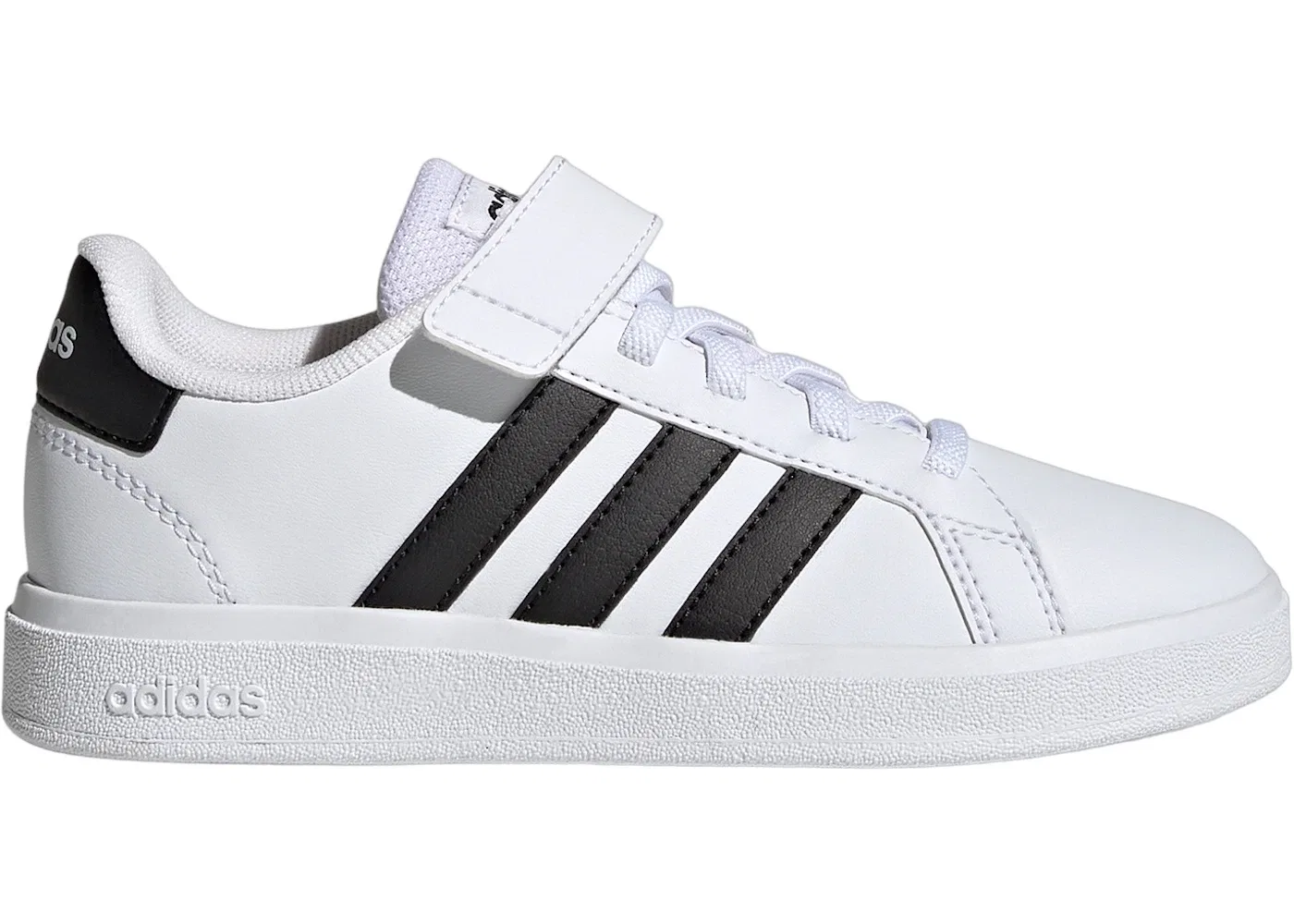 Детские кроссовки с длинным шнурком Adidas Grand Court, Cloud White Core Black
