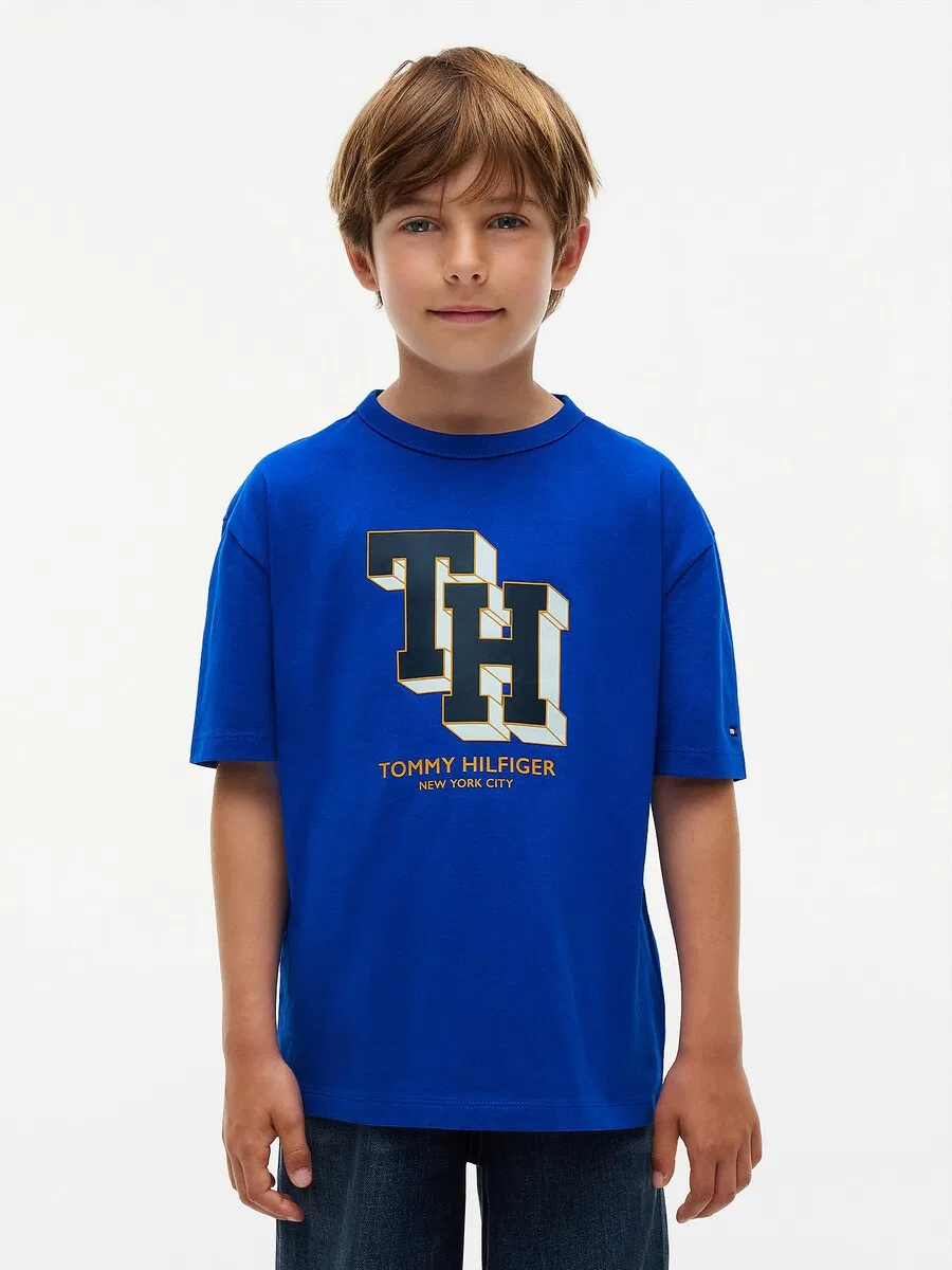 Футболка TOMMY HILFIGER синего цвета — фото 2