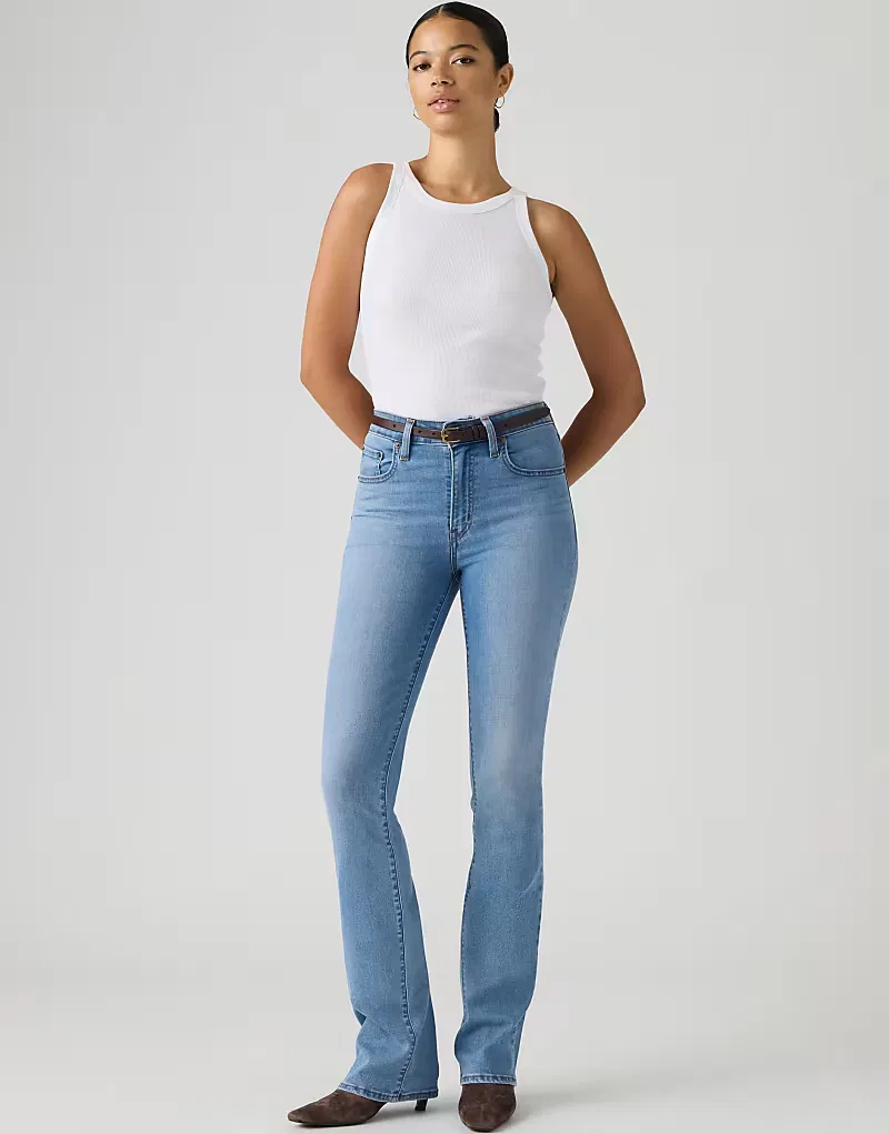 Джинсы Levi's 725 с высокой посадкой и расклешенными штанинами, светло-голубые — фото 3