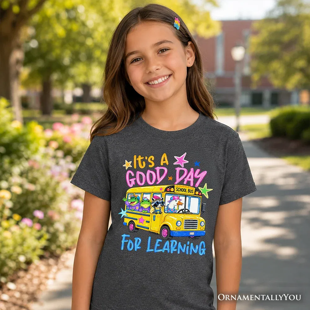 Детская футболка для мальчиков с принтом школьного автобуса Back to School Tee OrnamentallyYou, Dark Gray