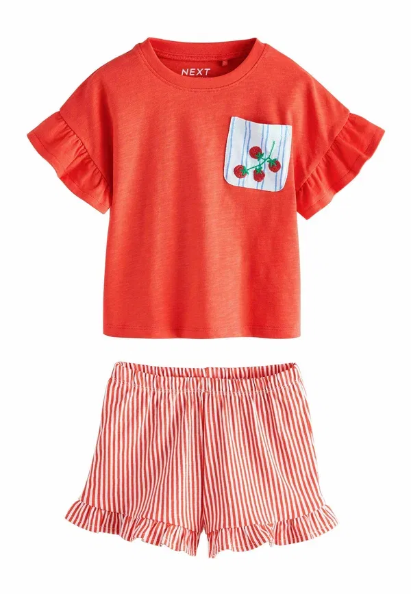 Комплект из топа и шорт с вышивкой Regular fit - top & shorts set 3 pack Next, Red, Green, красный/зеленый — фото 4