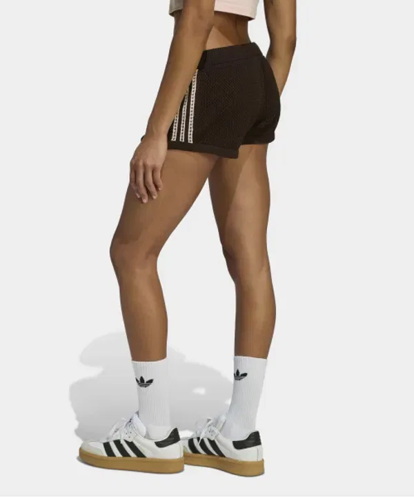 Шорты вязаные укороченные, с кружевным узором, Adidas, аура кофе — фото 2