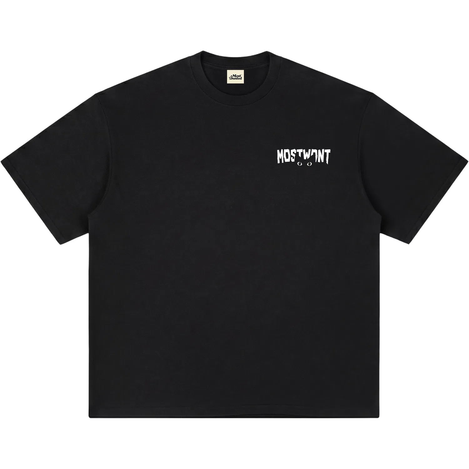 Детская футболка с круглым вырезом, плотная, MostwantedLab, Black With White Print