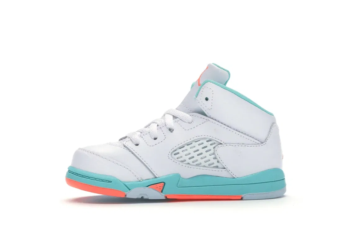 Детские кроссовки Lifestyle Jordan 5 Retro, White/Crimson Pulse Light Aqua Black — фото 3