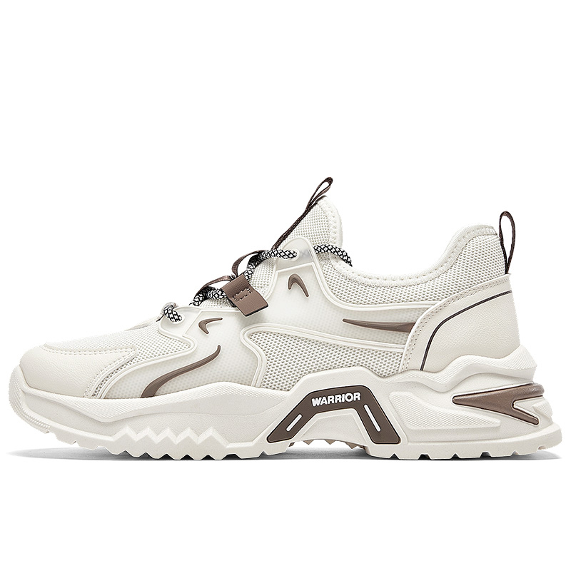 

WARRIOR Платформенные дышащие легкие низкие кеды мужские бежево-коричневые, цвет Beige Brown