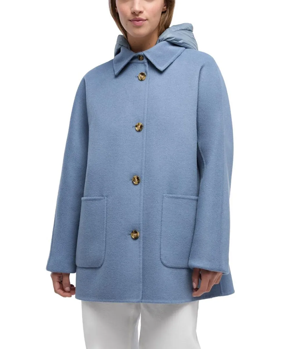 

Женское полупальто с капюшоном, съемный утепленный капюшон Geox, светло-голубой