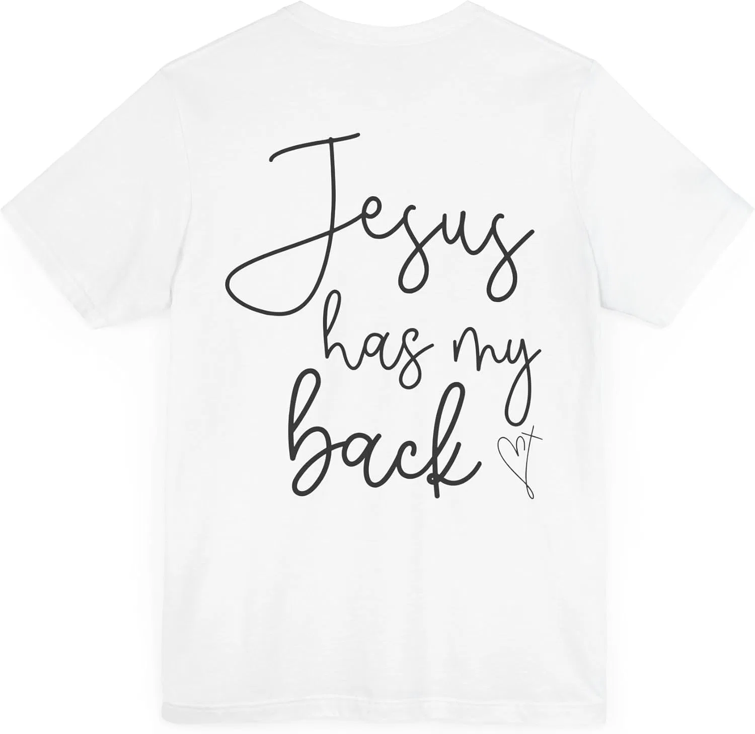 Футболка с принтом Jesus Has My Back Bella Canvas 3001, White — фото 4