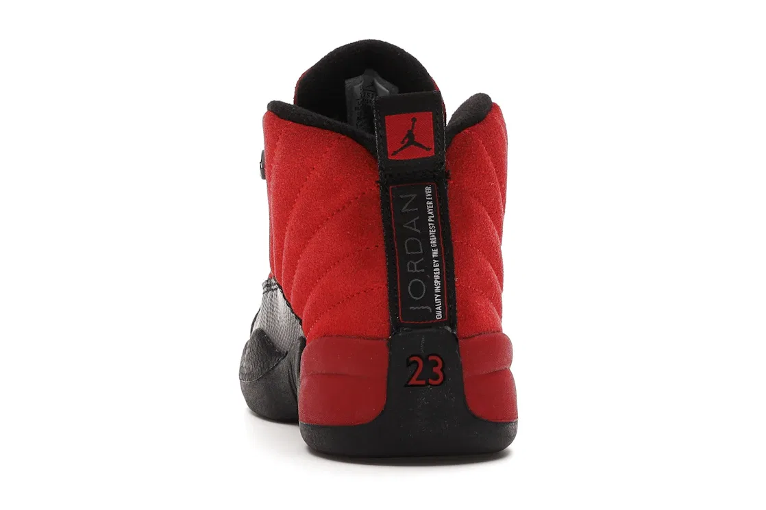 Детские кроссовки баскетбольные Reverse Flu Game Jordan 12 Retro, Varsity Red/Black — фото 4