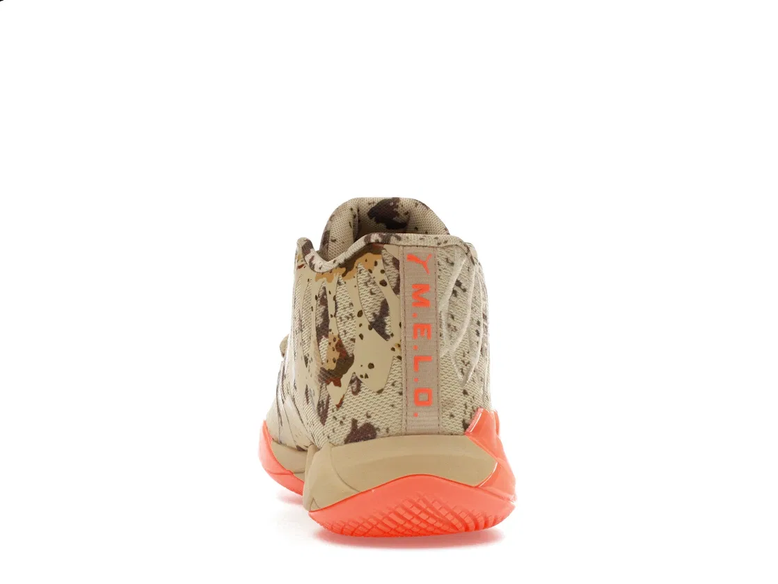 Детские кроссовки для мальчиков с принтом Puma LaMelo Ball MB.01, Pale Khaki Ultra Orange — фото 4