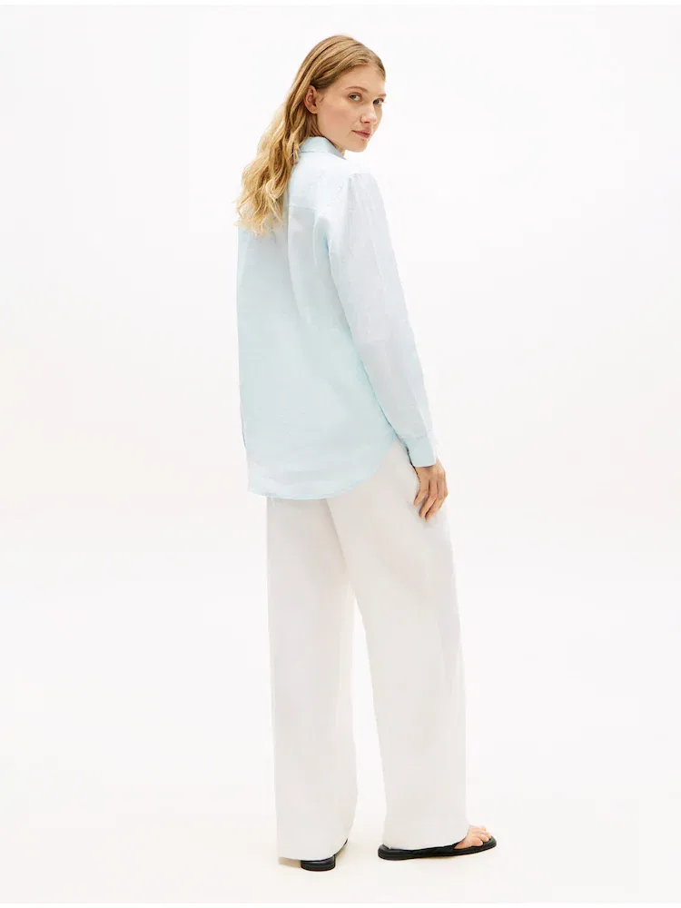 Рубашка льняная с длинным рукавом TOMMY HILFIGER, Sky Blue — фото 3