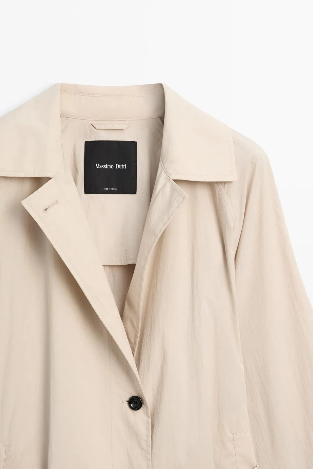 Tренч Massimo Dutti Long Flowing Coat, бежевый — фото 4