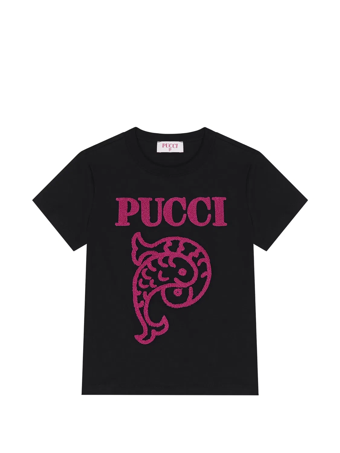 Футболка с вышивкой логотипа черная PUCCI, черный