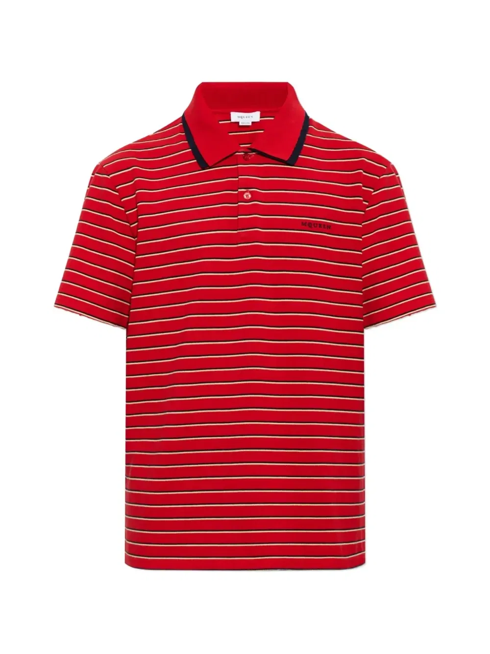 Хлопковое поло в полоску Alexander Mcqueen, красный