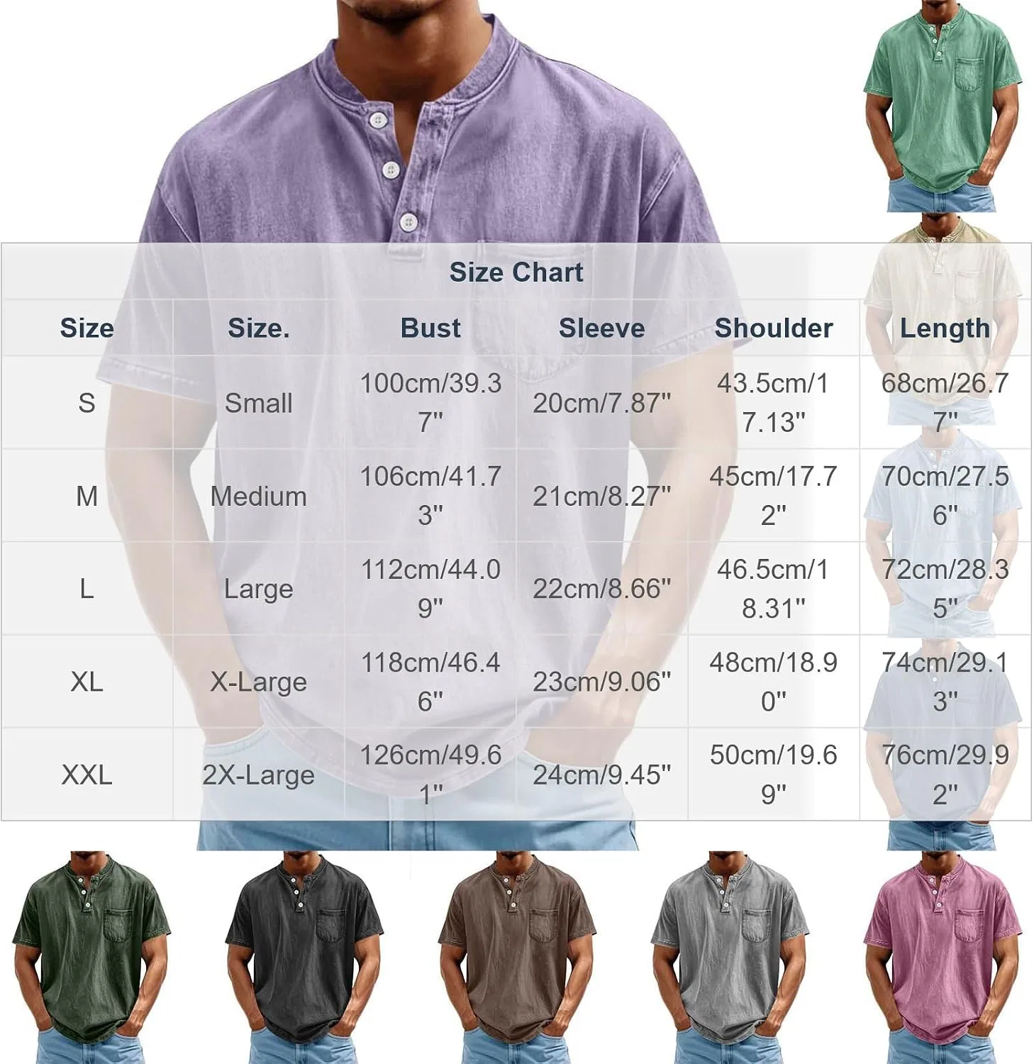Мужская футболка с заниженной проймой Henley Oversized Vintage, тёмно-синий — фото 3