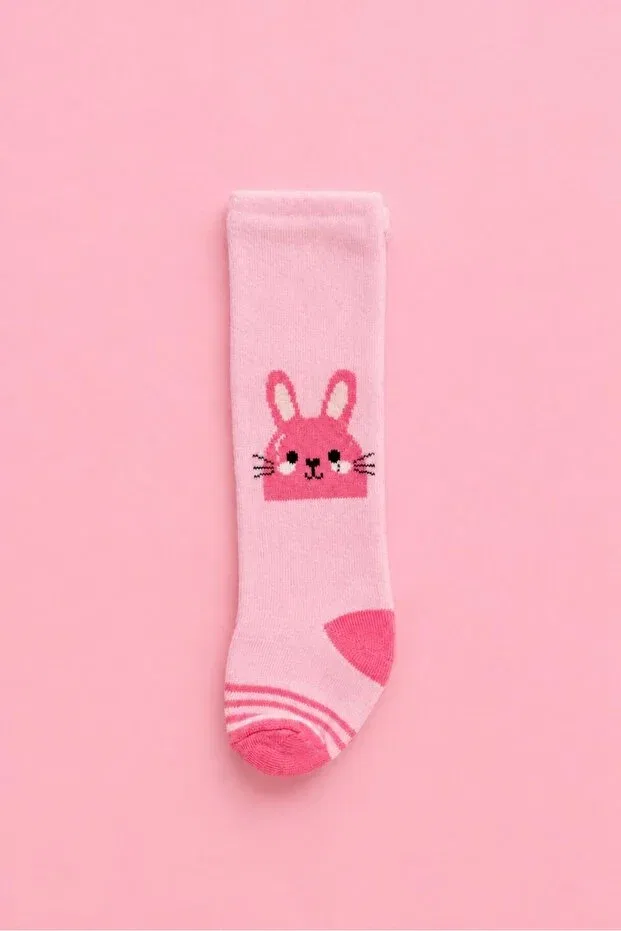 Детские колготки для девочек с принтом Pack of 3 girls' & kids' cotton patterned tights Lakoren, Pink — фото 3