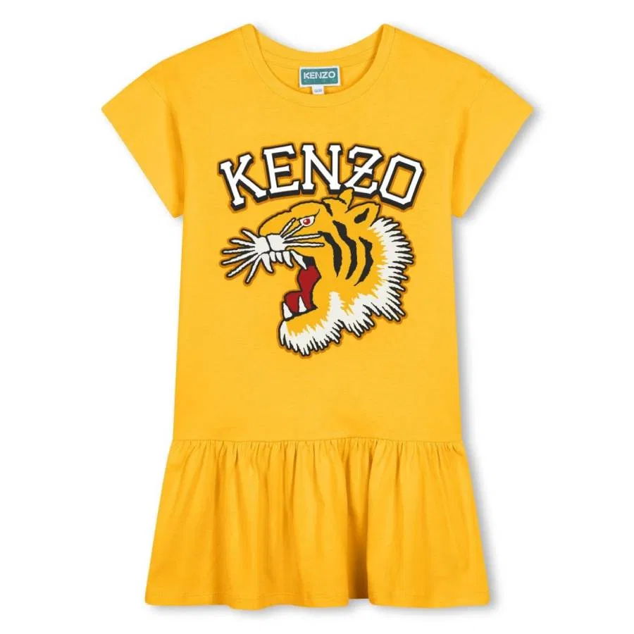 Платье для девочек с принтом Tiger Logo Kenzo, Wicker Gold