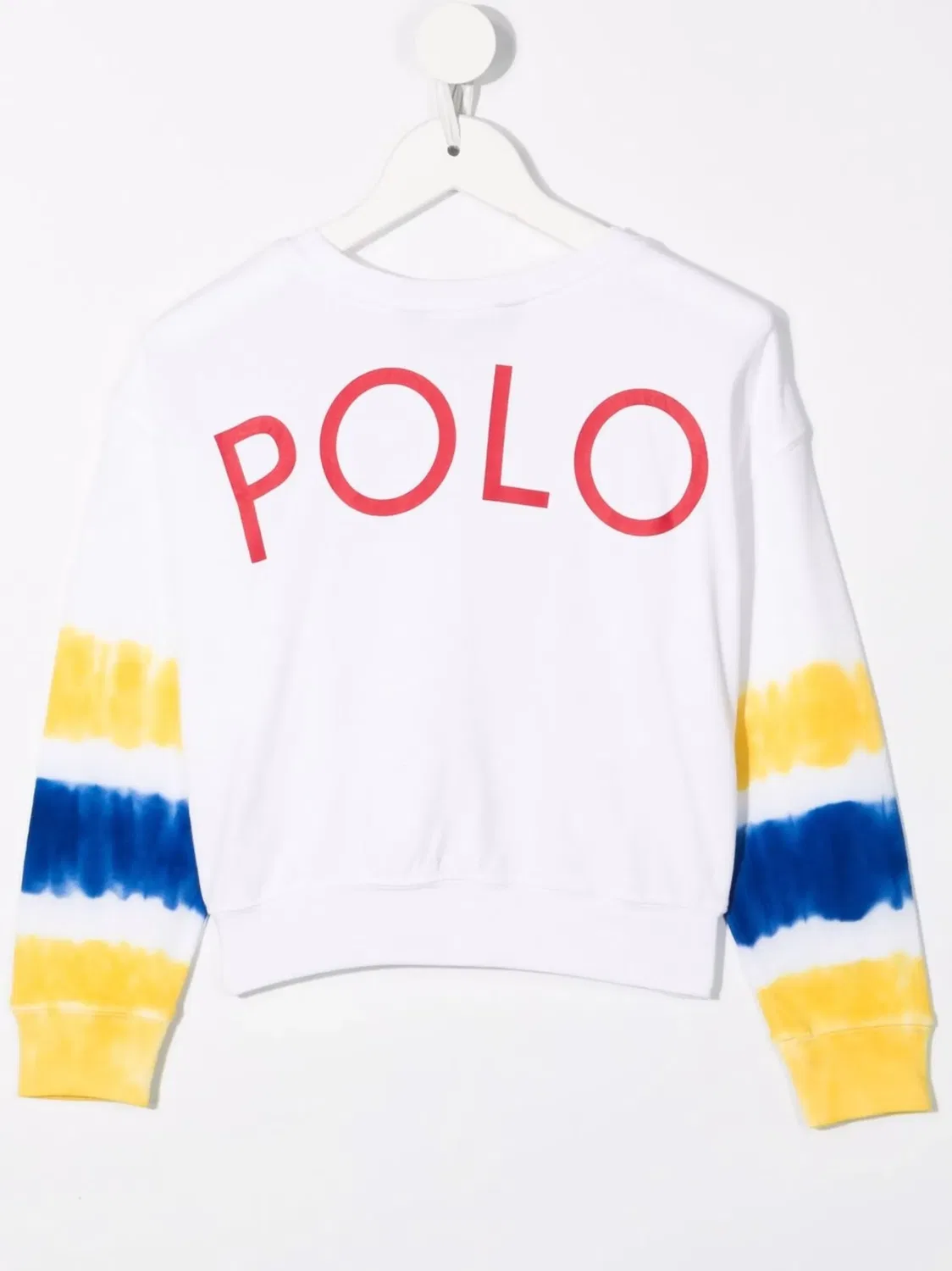 Хлопковый кроп-свитшот тай-дай Polo Ralph Lauren, белый — фото 3