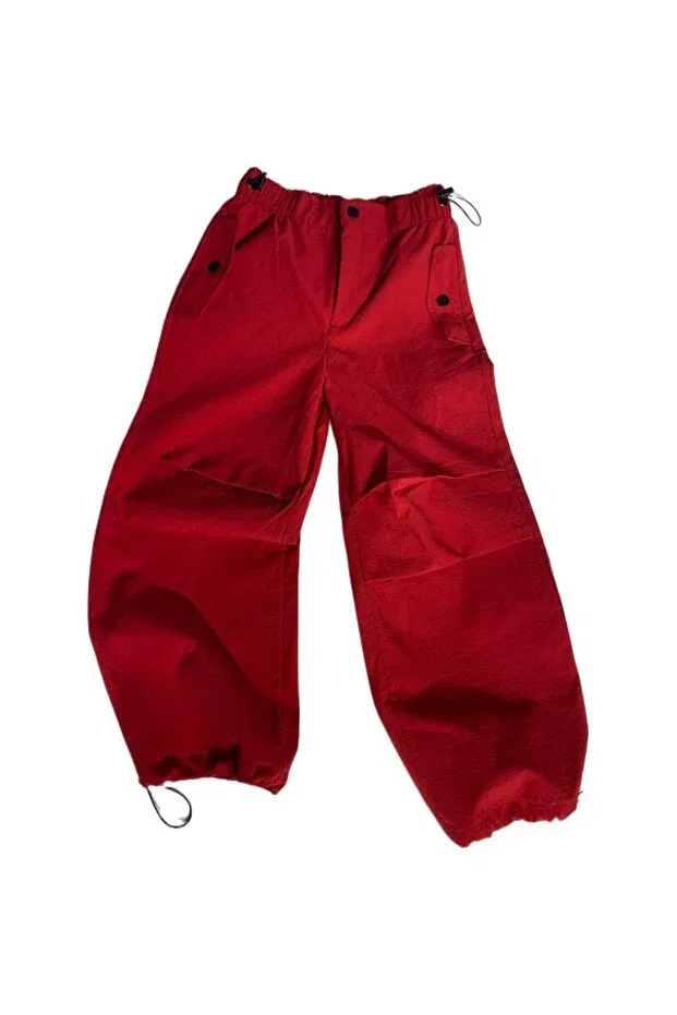 Детские штаны для девочек с эластичной манжетой Parachute Pants Puledro, Red