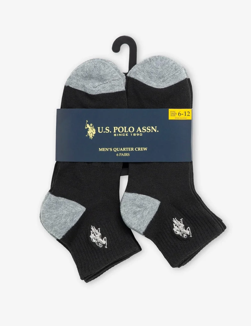Комплект мужских носков U.S. Polo Assn. Quarter Crew, 6 пар, черный — фото 2