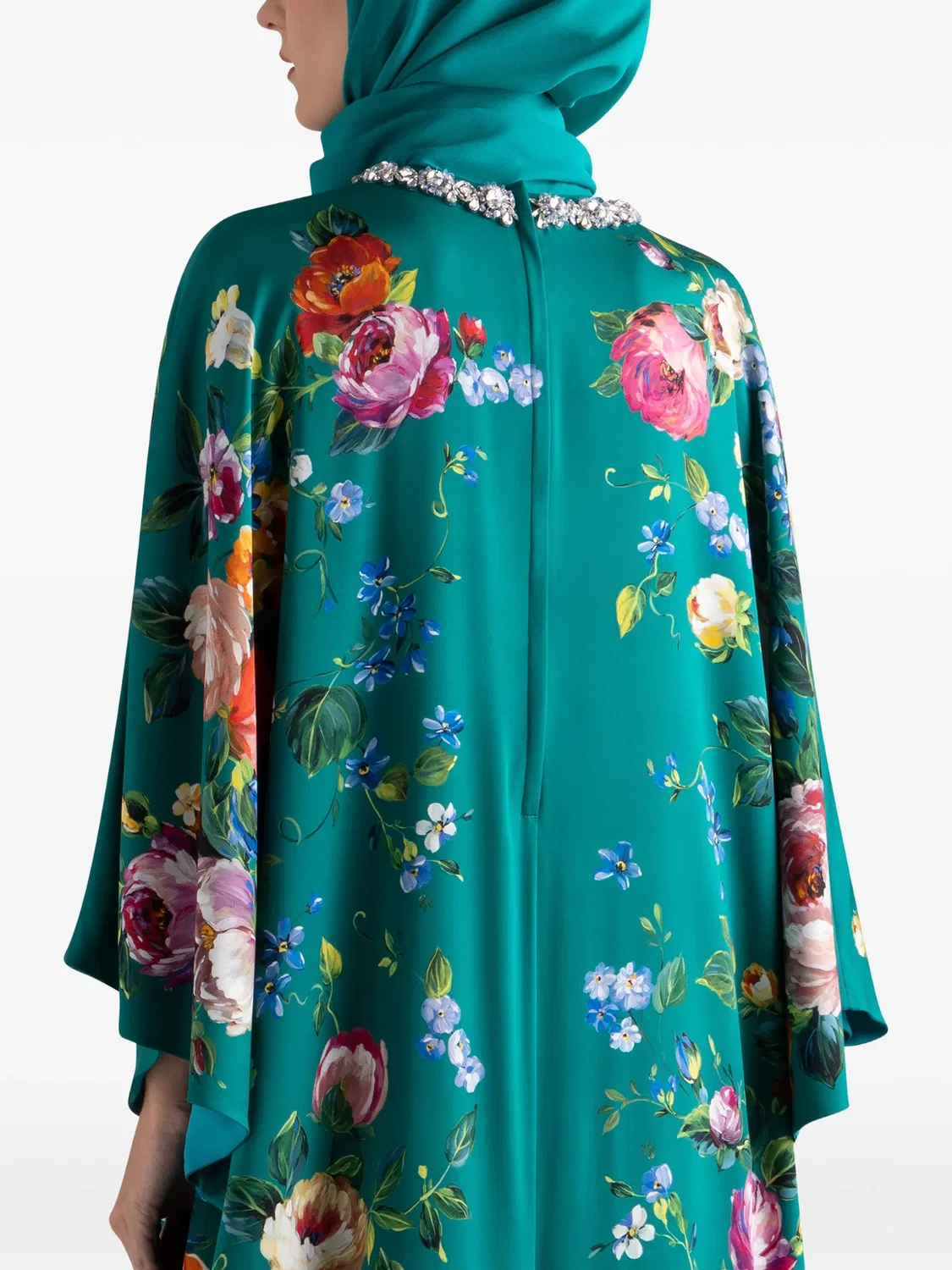 Платье с цветочным принтом Dolce & Gabbana, зеленый — фото 4