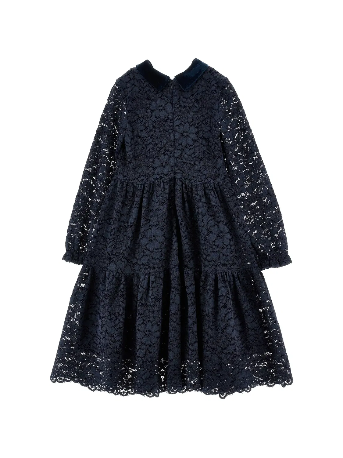 Многоярусное платье с цветочным кружевом Ermanno Scervino Junior, синий — фото 2