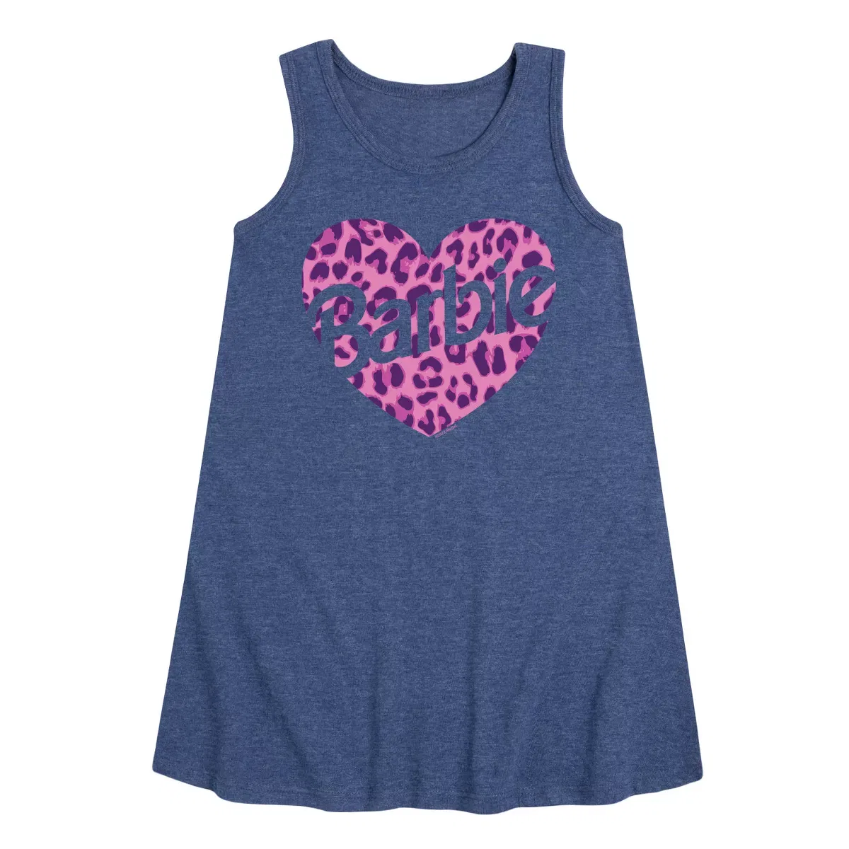 Детское платье-трапеция без рукавов с принтом Leopard Heart Barbie, Heather Navy