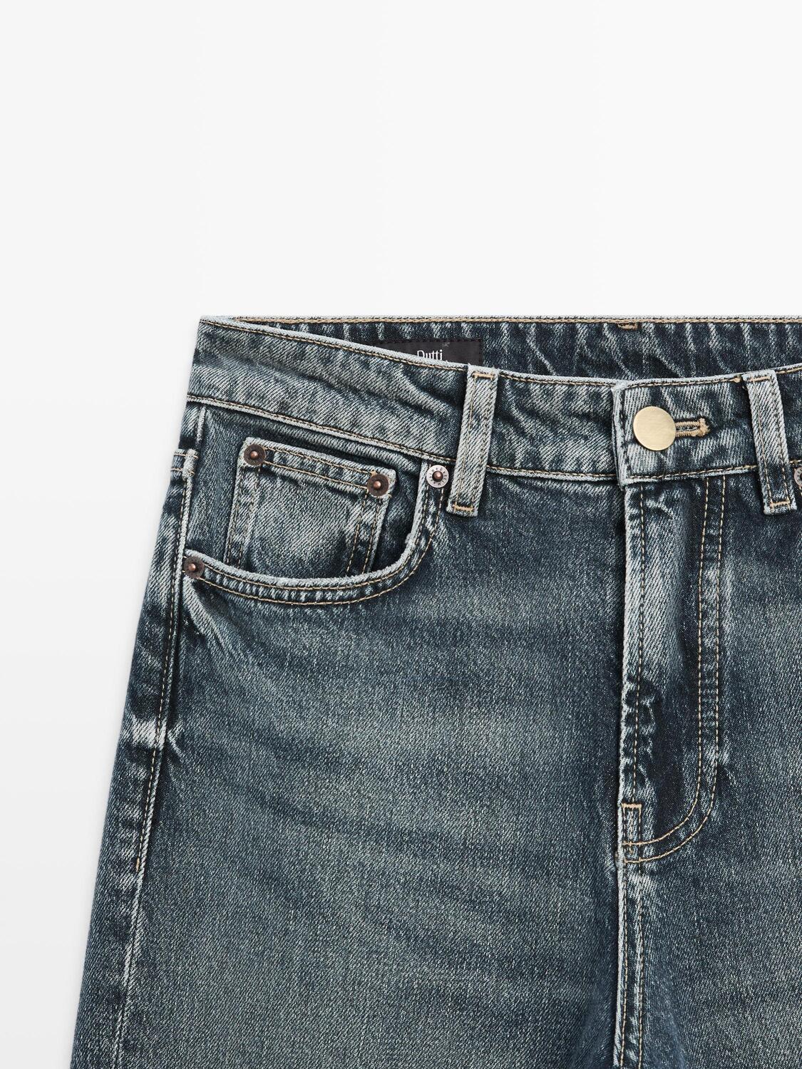 Джинсы со средней посадкой, прямые с легким клешем Massimo Dutti, medium blue — фото 4