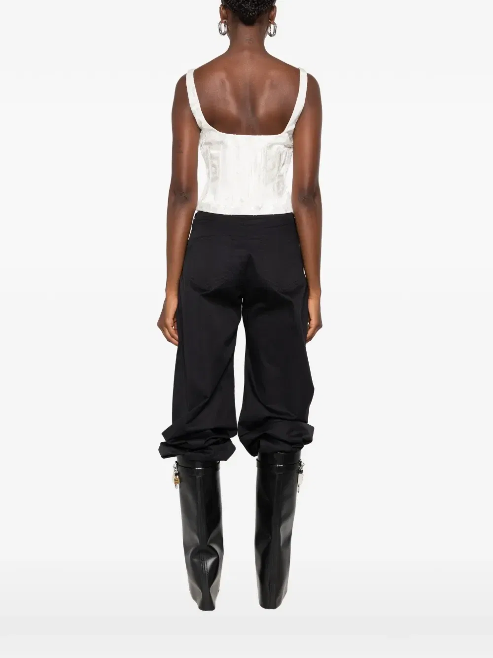Топ с цветочным жаккардовым узором и шнуровкой Alexander Mcqueen, белый — фото 4