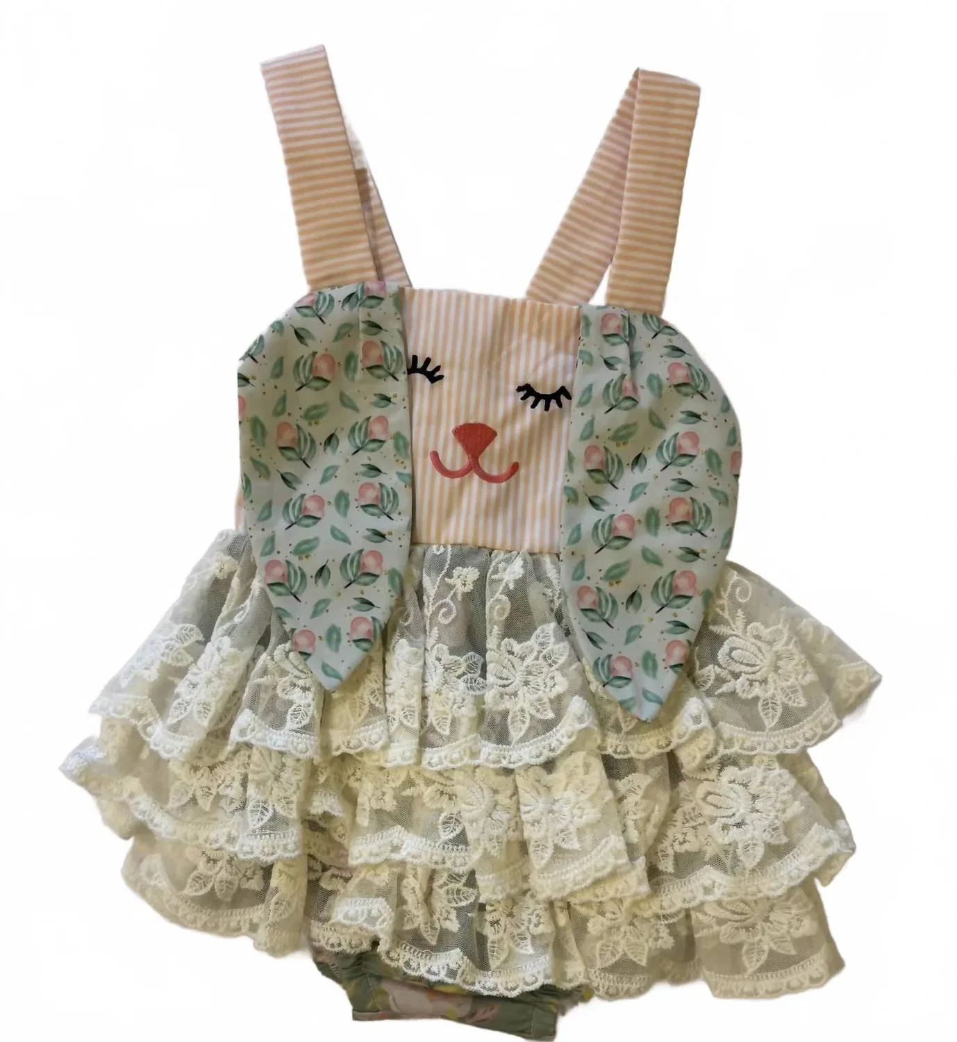 Детский боди-комбинезон для девочек с кружевом и зайчиком Wren Bunny Be Girl Clothing, Floral