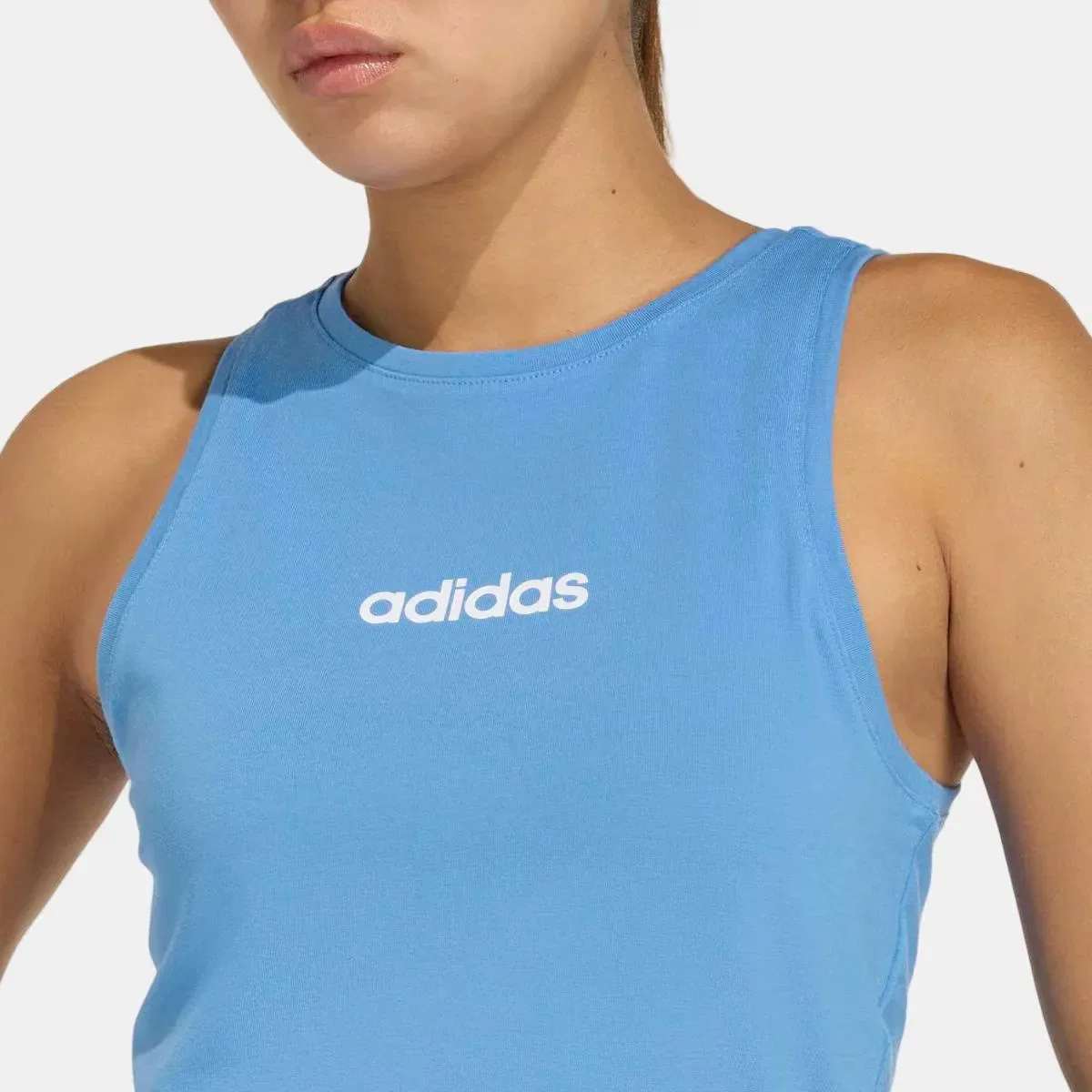Женская майка с принтом Linear Slim Cotton adidas, Azul — фото 4