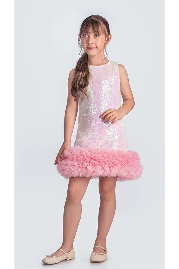 Детское платье для девочек с пайетками Sequin ifestos crowned tutu children's special occasion evening dress m00743 Mnk Baby&Kids, Ecru — фото 2
