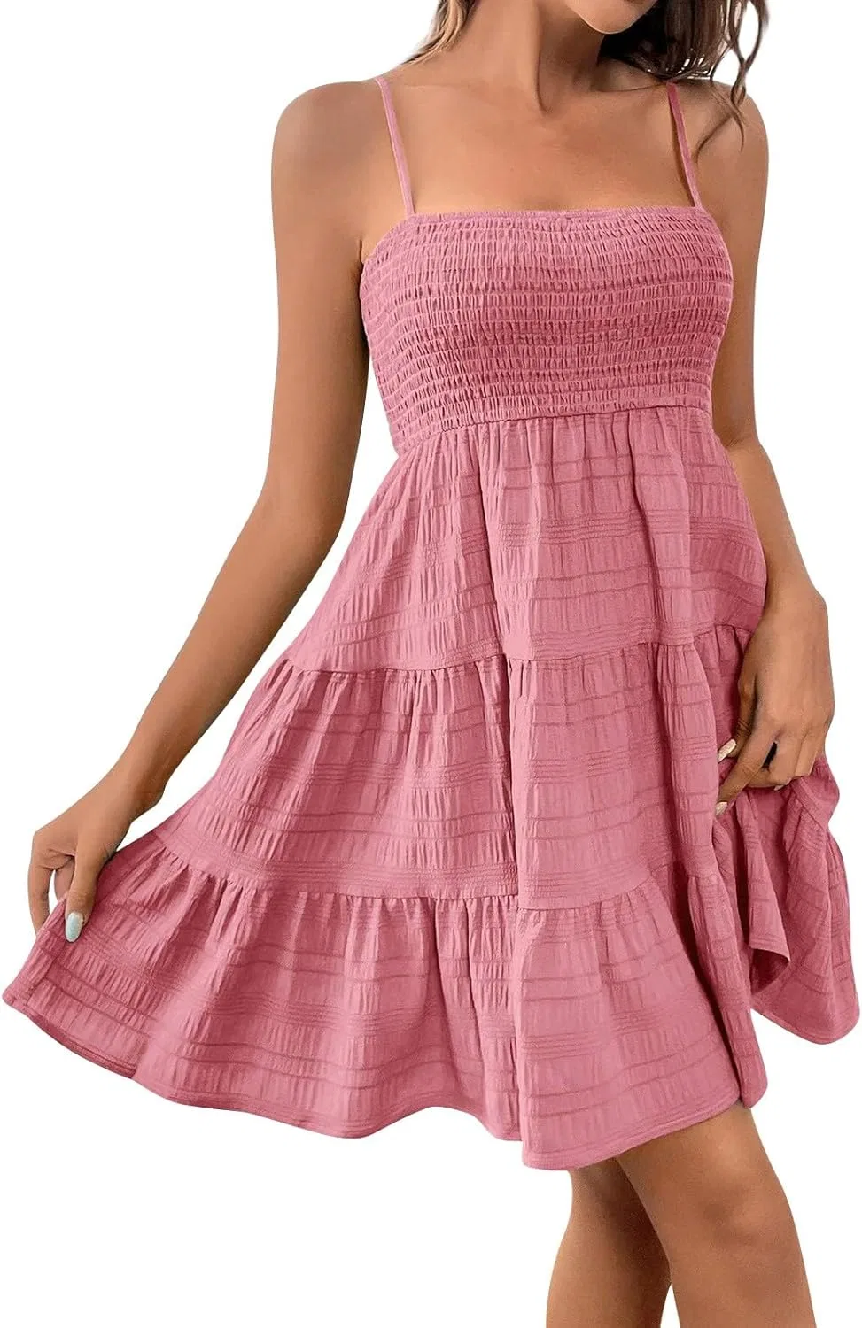 Платье мини с открытыми плечами на бретелях Generic, Pink