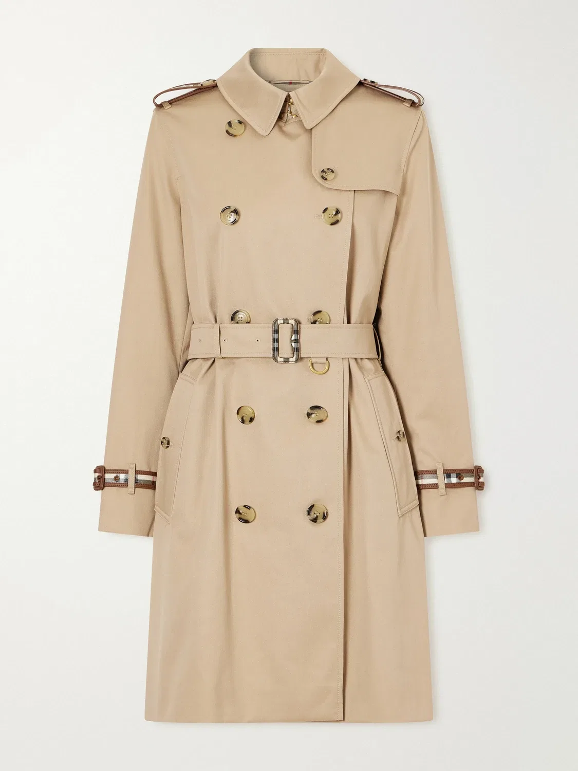 Тренч из хлопкового габардина Kensington на пуговицах с поясом Burberry, бежевый
