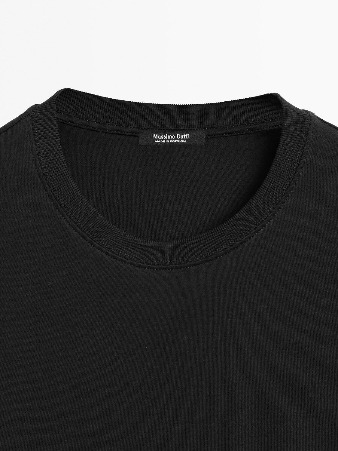 Футболка Massimo Dutti 100% Cotton Interlock Crew Neck, черный — фото 3