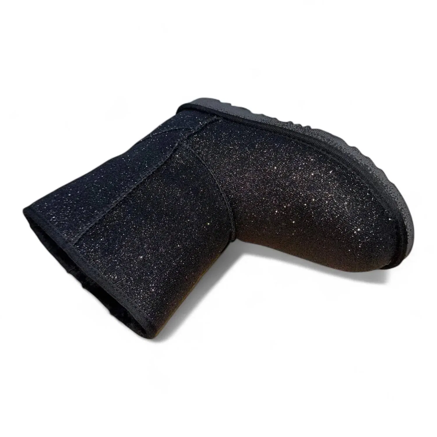 Детские зимние ботинки на платформе с блестками Classic Short II Glitter Boot UGG, черный — фото 3