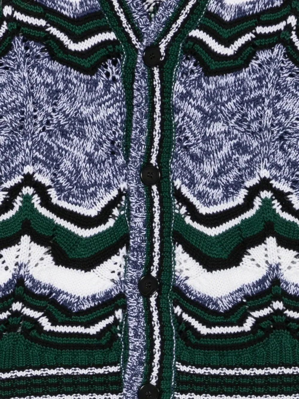 Кардиган с V-образным воротом и зигзагообразным узором Missoni Kids, синий — фото 3