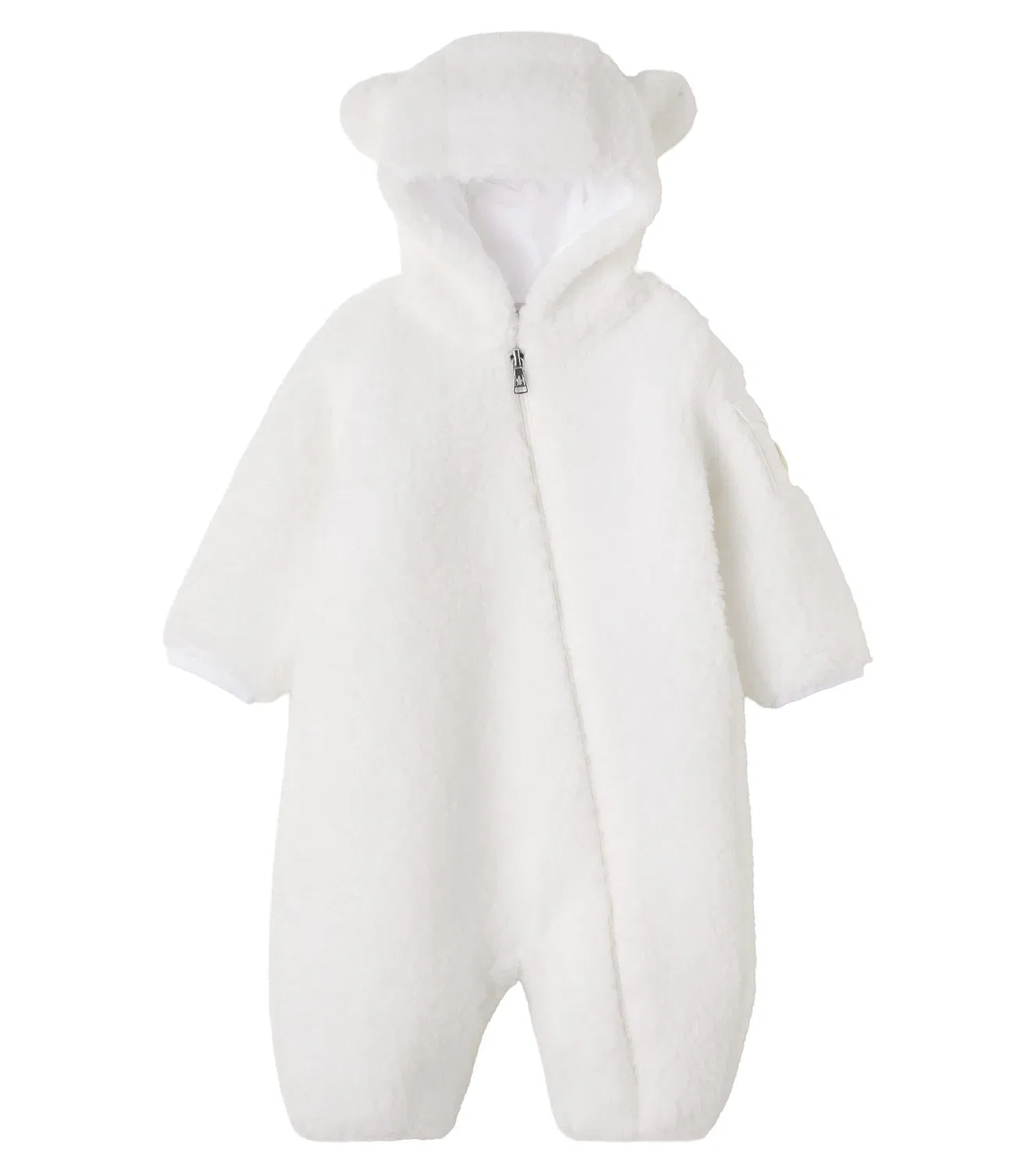 Детский плюшевый комбинезон с капюшоном Moncler Enfant, белый