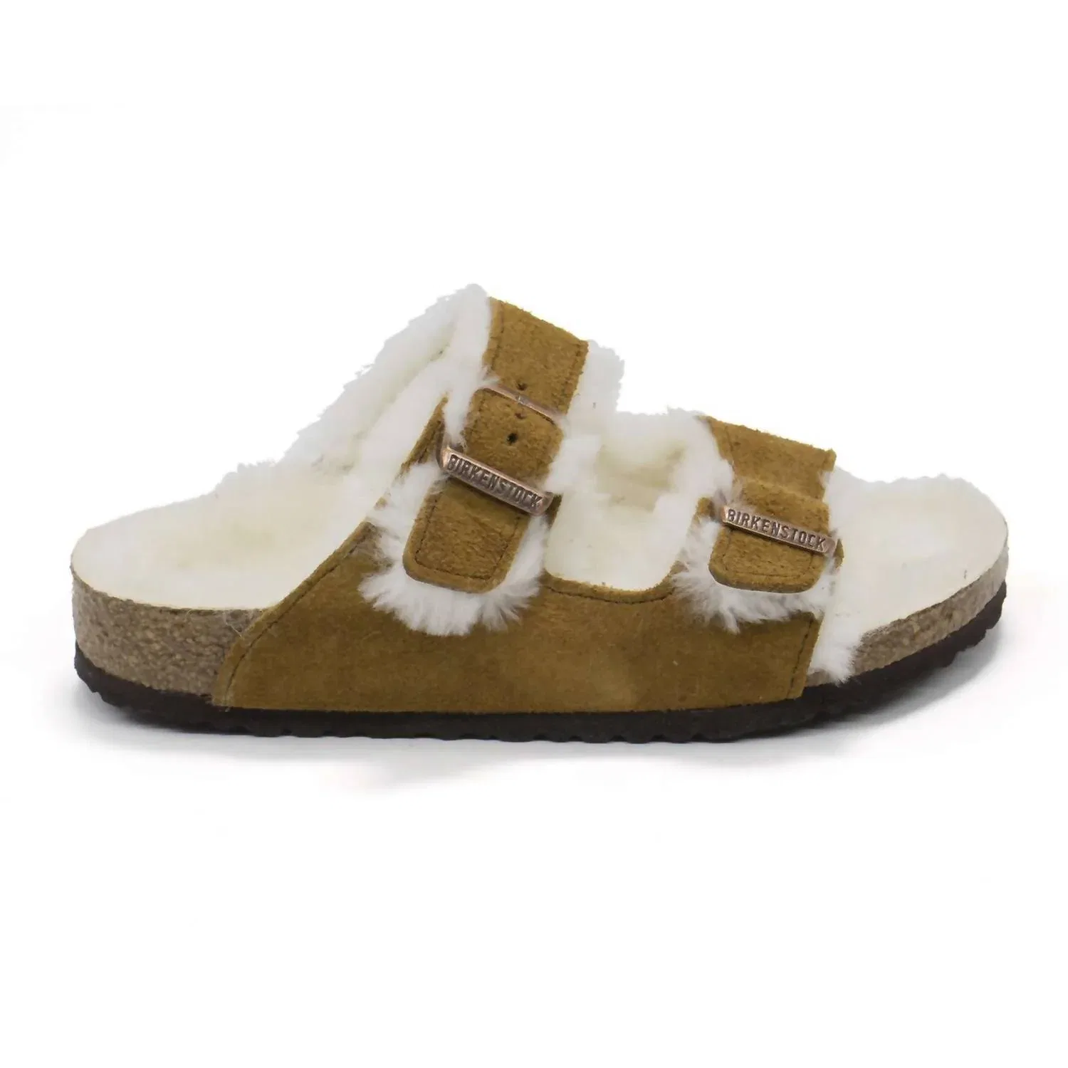 Детские сандалии для девочек с меховой подкладкой Arizona Shearling Birkenstock, Mink — фото 2