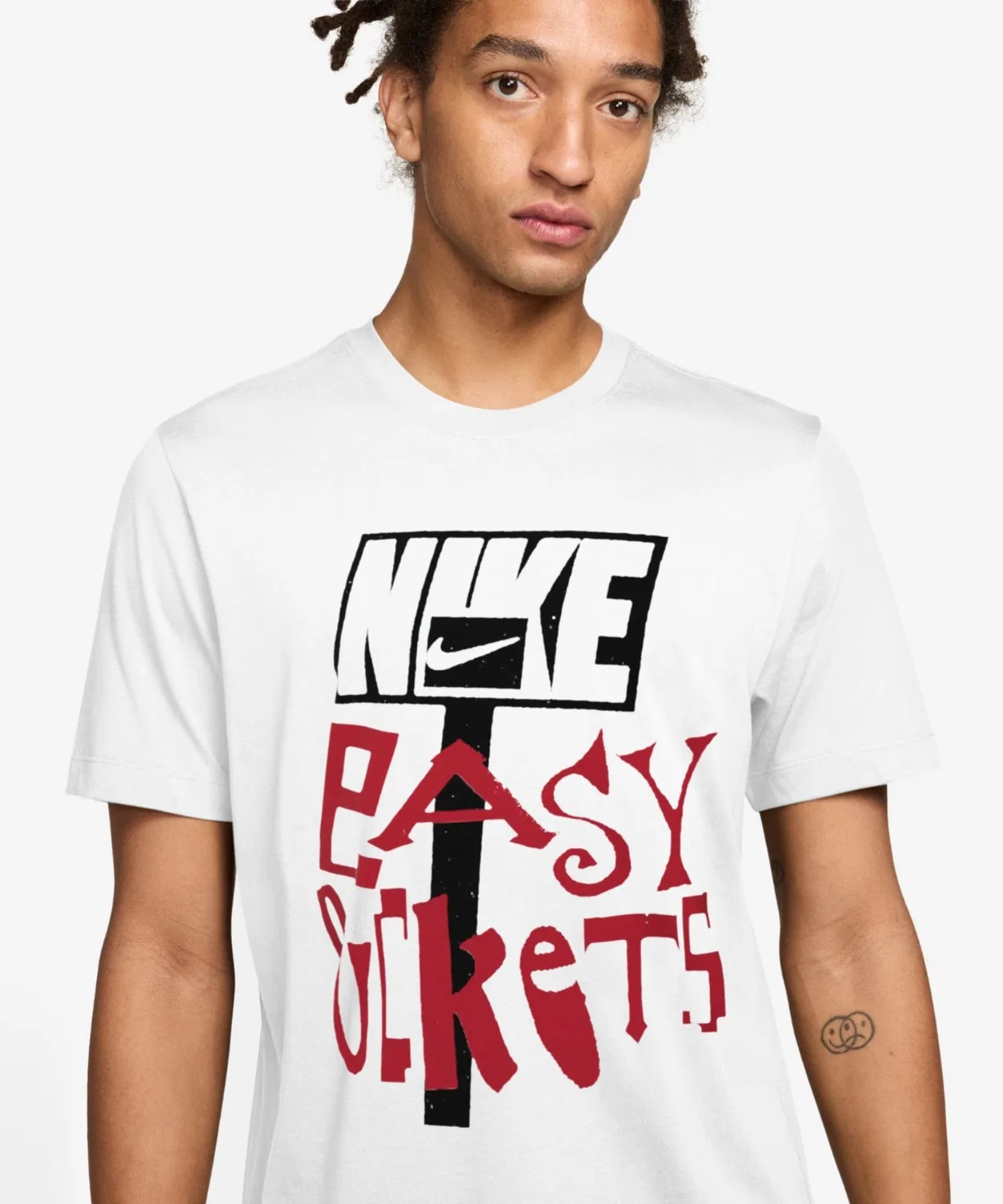 Мужская футболка с коротким рукавом с принтом NIKE Std Asbury HCEasy S/S T-Shirt, Белый — фото 3