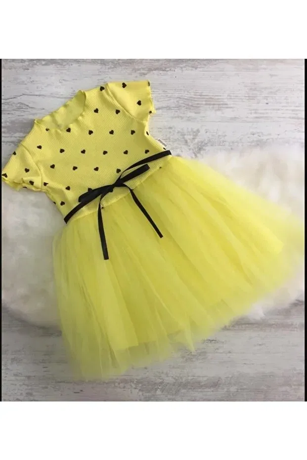 Детское платье для девочек с принтом Heart Neocotton, Yellow