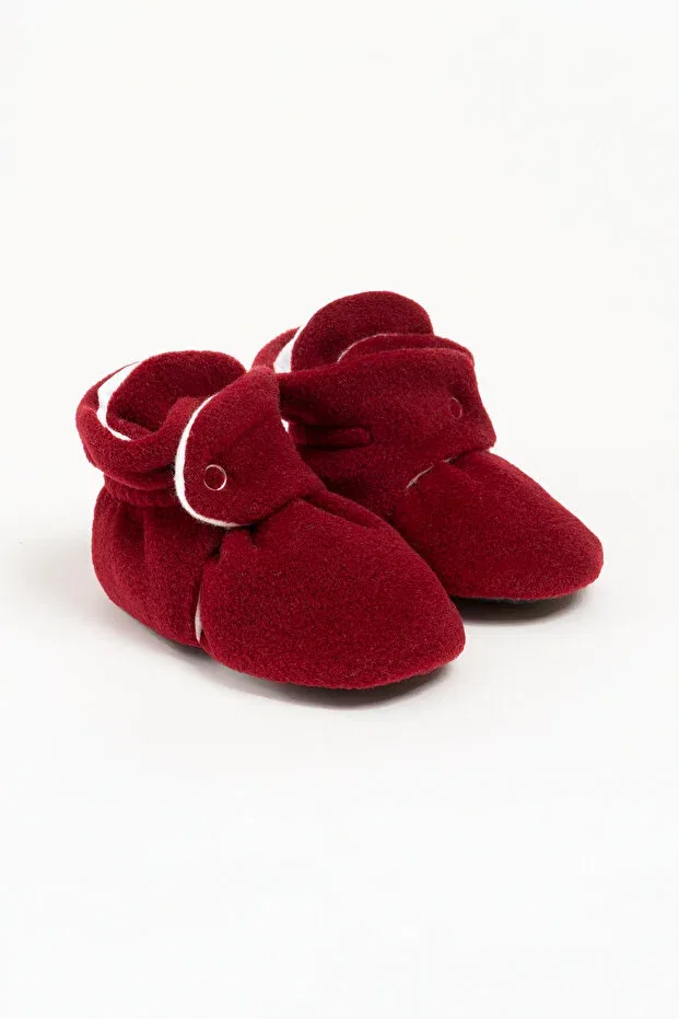 Детские домашние тапочки для новорожденных с флисом Babyzilla, Burgundy — фото 2