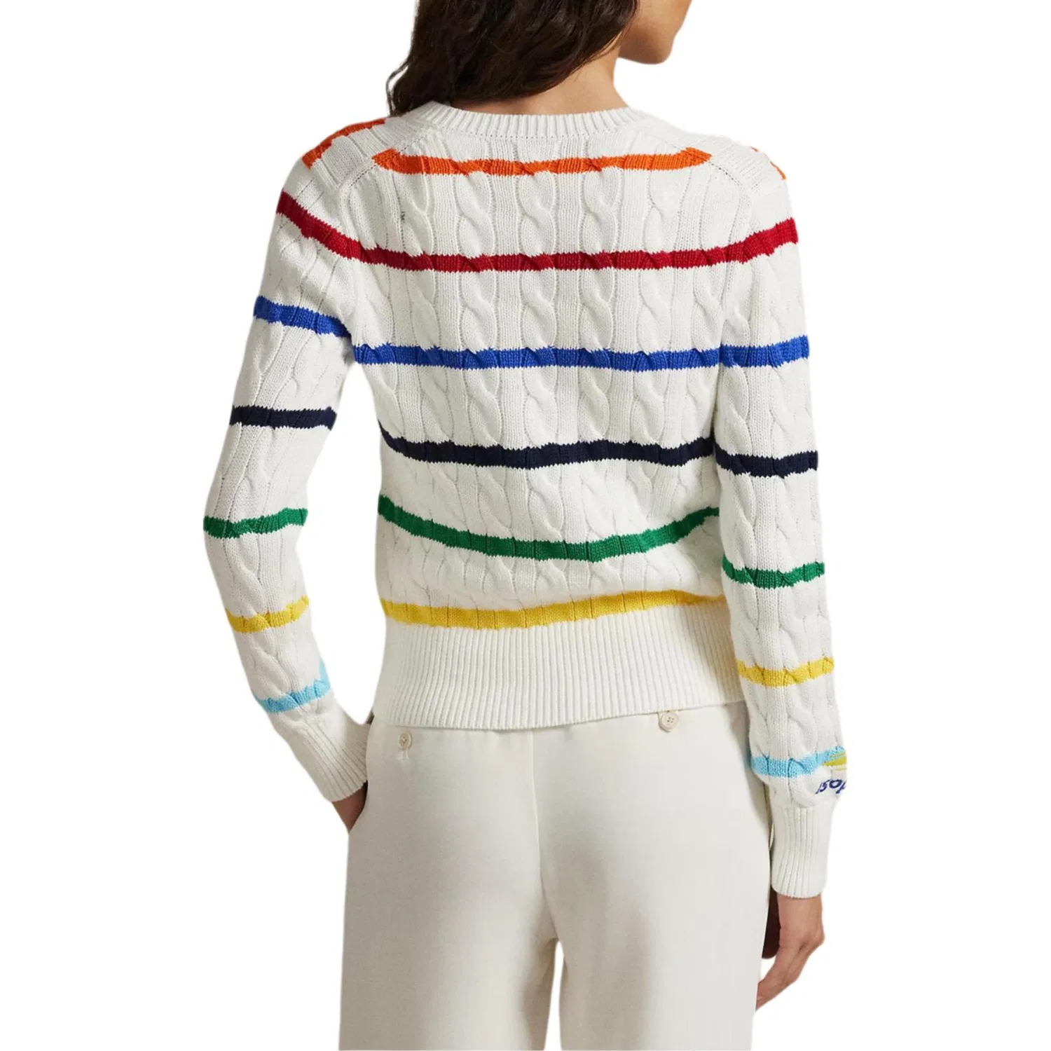 Женский свитер Slim Fit Polo Ralph Lauren, Porcelain White Multicolor — фото 4