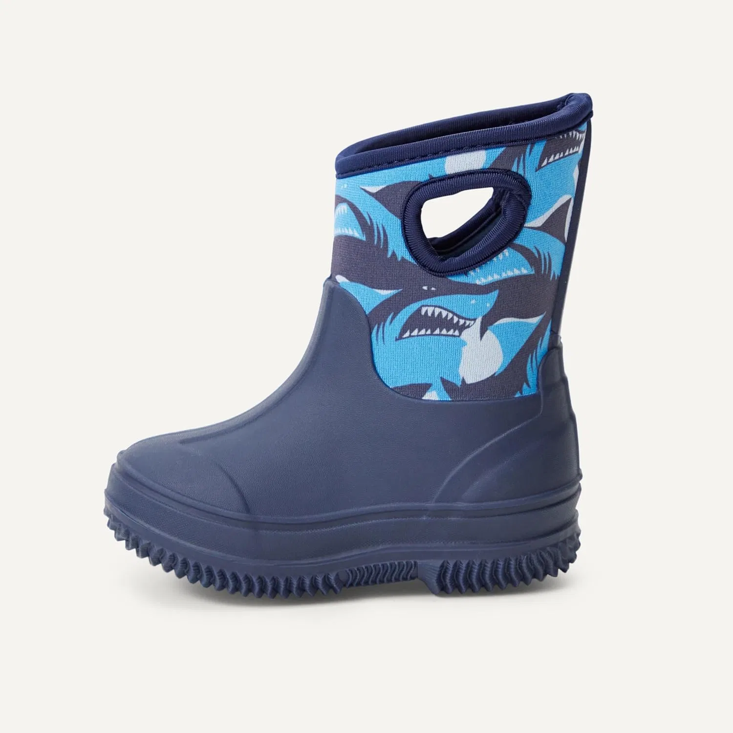 Детские утепленные резиновые сапоги из неопрена Unisex Kids' Insulated Neoprene Rain Boot Amazon Essentials, Navy Sharks — фото 4