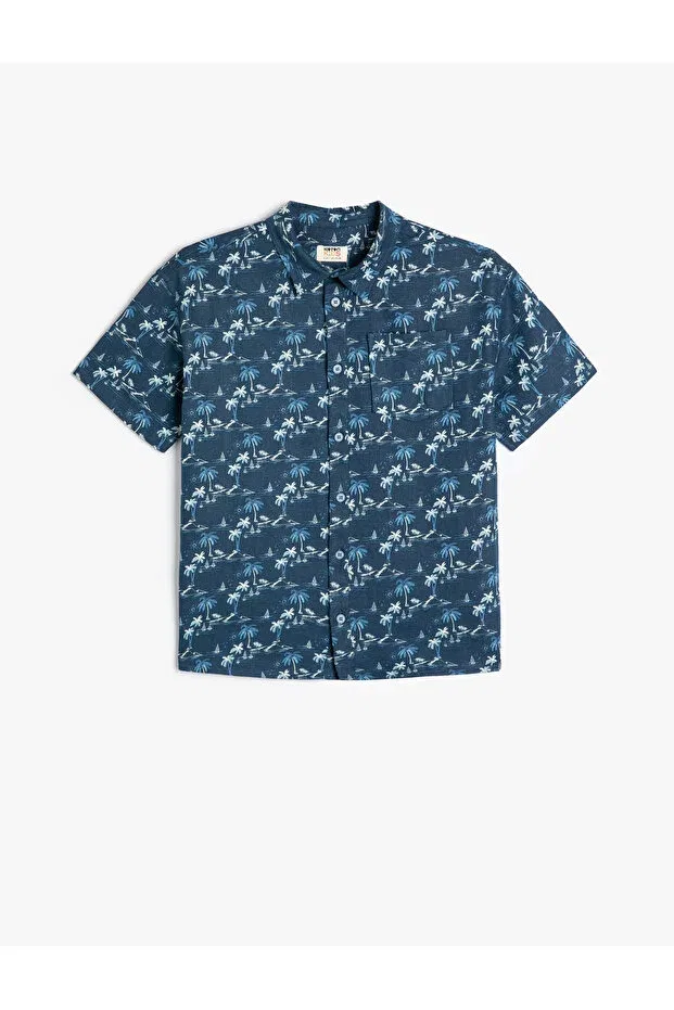 Детская рубашка с принтом с коротким рукавом Koton, Dark Blue