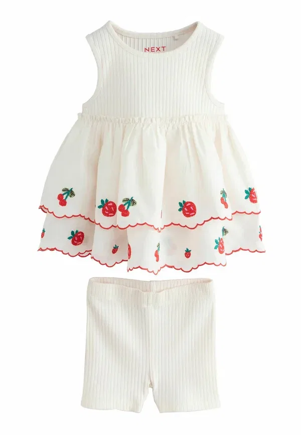 Комплект из лосин и топа с вышивкой Next ecru berry embroidery, экрю