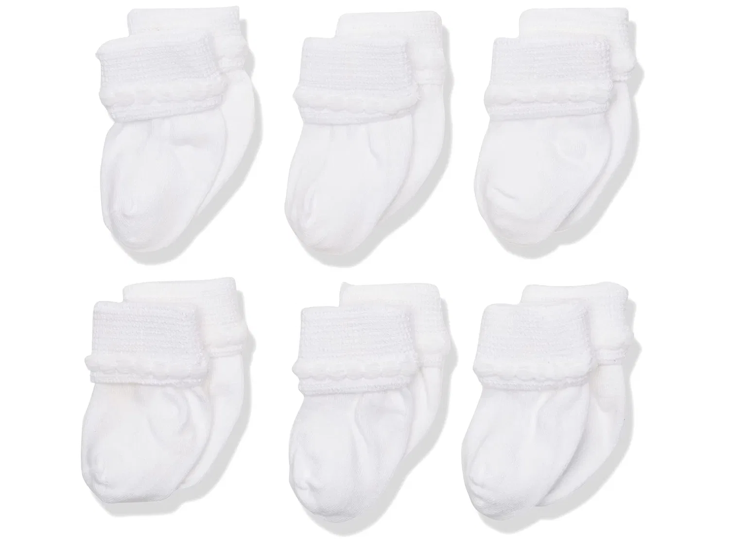 Пинетки для новорожденных с вязаным узором, 6 пар Unisex-Baby Newborn Bubble Stitch Rock-A-Bye Bootie 6 Pair Pack Jefferies Socks, White