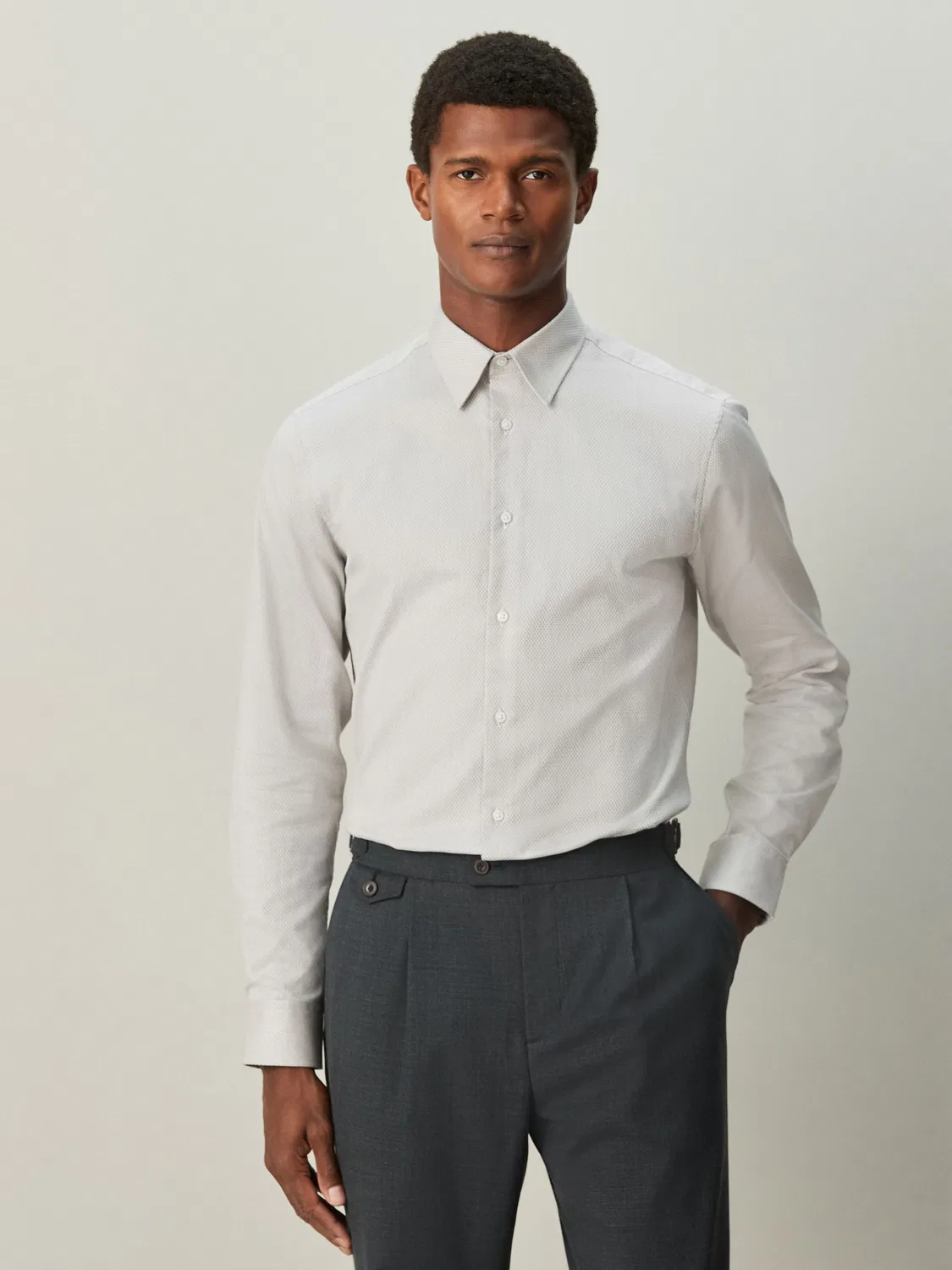 Рубашка формальная, текстурированная, Slim Fit Next, нейтральный