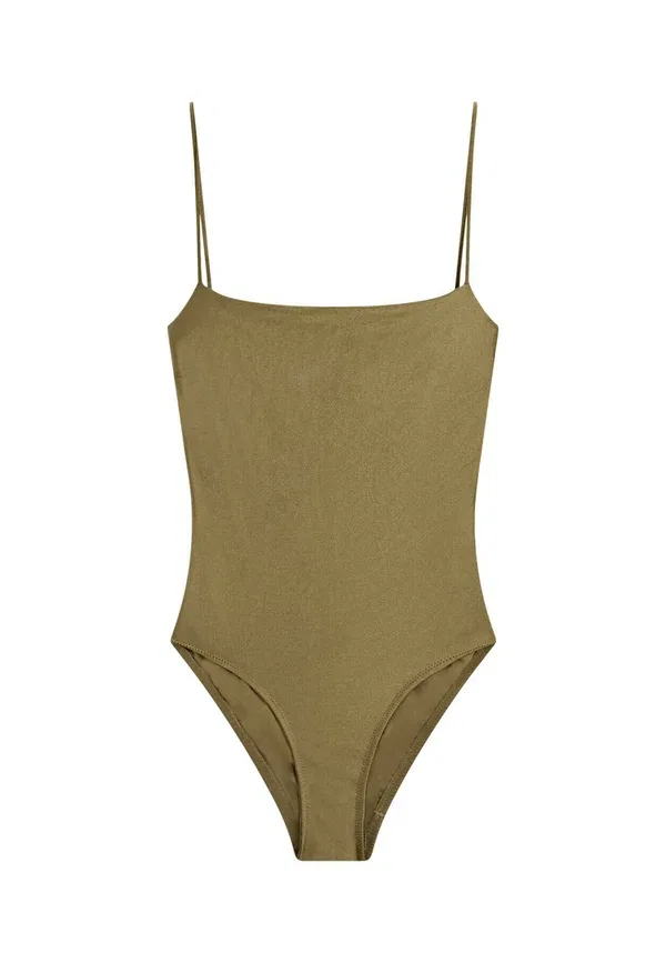 Купальник с тонкими бретелями, без косточек, Swimsuit with thin straps, Massimo Dutti, хаки